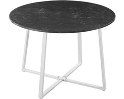 Ronde Eettafel 110x110 cm - Houten Eetkamertafel in Marmerlook, Geschikt voor Eetkamer en Keuken