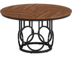 Ronde eettafel – 120 cm – Houten eettafel – Metalen frame - 4 personen – Ronde tafel – Keukentafel rond – Eetkamertafel hout