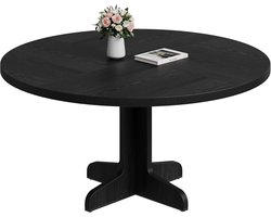 Ronde Eettafel 120 cm - Zwart Look - Voor 4 tot 6 Personen - Moderne Keukentafel met Houten Poten - Robuust & Stabiel - 76 cm Hoog