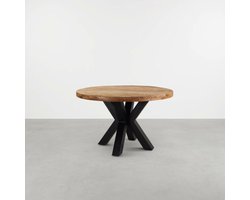 Ronde eettafel 130 cm mangohout glad rond 76cm 6 cm dik blad