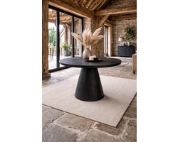 Ronde Eettafel 130 cm Zwart – Mangohout – Met Kegelpoot – Voor 4-6 Personen