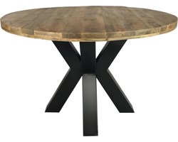 Ronde eettafel 130cm mangohout industrieel