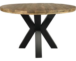 Ronde eettafel 140cm mangohout industrieel
