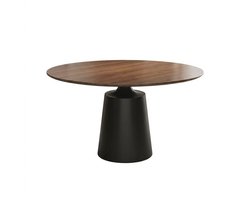 Ronde Eettafel 150 cm - Ronde eettafel 6-8 personen - Massief Hout & Carbonstaal - Retro Design - Industrieel en Modern Interieur - Robuust Zwart Onderstel - Duurzaam & Praktisch - Grote Eetkamertafel Hout - Ronde Keukentafel