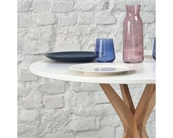 Ronde Eettafel 70 80 90 cm – Compacte Zuiltafel van Eiken en Massief Hout – Ruimtebesparend Design voor Kleine Ruimtes