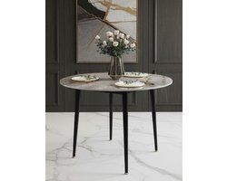 Ronde eettafel 80 cm met hoogglans blad van gesinterd steen - Scandinavisch design voor 4 personen, Casa Serena