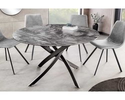 Ronde eettafel ALPINE 120cm taupe keramiek zwart metalen onderstel - 44229