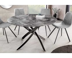 Ronde eettafel ALPINE 120cm taupe keramiek zwart metalen onderstel - 44229
