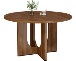 Ronde Eettafel - Eetkamertafel Rond - Scandinavische Eettafel - Walnoot Eettafel - Minimalistisch - Houtnerf - Eetkamer - 120 cm - 4-6 Personen - Walnootkleur