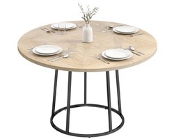 Ronde eettafel - Eettafel - Biedt plaats aan 4-6 personen - Geschikt om in de keuken of eetkamer te eten - Natuurlijke houtkleur
