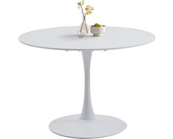 Ronde Eettafel - Eettafel Rond - Gezellig Tafelen - Tulip Design - 110 cm - Wit