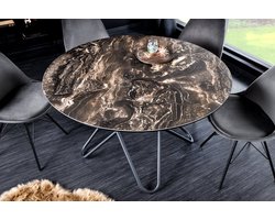 Ronde eettafel ELLIPSE 120cm natuursteen keramische haarspeldpoten gemaakt in Italie - 42368