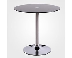 Ronde Eettafel - Glazen Tafel - Gezellig Tafelen - Minimalistische Stijl - 60 cm Diameter - Zwart
