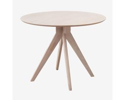 Ronde Eettafel - Houten Tafel - Gezellig Tafelen - Klassiek Design - Ø100 cm - Licht Bruin