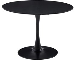 Ronde Eettafel - Keukentafel Stijlvol - Gezellig Dineren - Midden Eeuwse Stijl - 110x110x75cm - Zwart