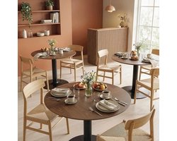 Ronde Eettafel – Keukentafel – Tafel – Eetkamertafel – Ontbijttafel – Ø110 cm – Houtnerf Tafelblad – Stalen Frame
