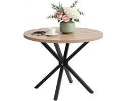 Ronde Eettafel - Keukentafel Tafel - Gezellig Tafelen - Afgeronde Hoeken - 100 cm - Lichte Houtnerf