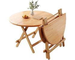 Ronde eettafel - Klaptafel voor de woonkamer - Voor gezellig dineren - Ontwerp met druppelblad - 40 inch - Natuurlijk hout