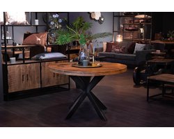 Ronde eettafel mangohout Ø100cm - Massief mango tafelblad