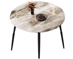 Ronde Eettafel Marmer Tavien - Eetkamertafel - Voor Eetkamer of restaurant - 80 cm - 4 personen - Grijs