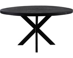 Ronde eettafel Melbourne - ø120x76 - Zwart - Mangohout/ijzer