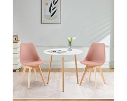 Ronde Eettafel met 2 Stoelen Set - Compact en Scandinavisch Design voor Keuken of Woonkamer