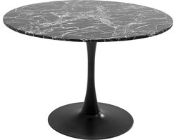 Ronde Eettafel van Kare Design mdf met Marmer Print Zwart Ø110cm