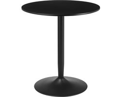 Ronde eettafel voor 2 personen (zwart, Ø70 x 75 cm) met modern en ruimtebesparend design. Ideaal voor kleine keukens of eetkamers. MDF tafelblad met gelakte afwerking, bestand tegen lichte krassen en spatwater. Stalen onderstel met