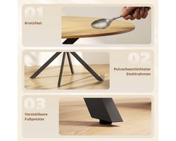 Ronde eettafel voor 4 personen - industriële keukentafel met stalen poten - voor eetkamer - keuken - eikenhout