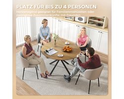 Ronde eettafel voor 4 personen - industriële keukentafel met stalen poten - voor eetkamer - keuken - eikenhout