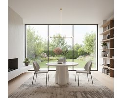 Ronde Eettafel Wit Beton 130 cm – Modern Massief Beton Eetkamertafel met Centrale Poot – Scandinavisch & Minimalistisch Design – Brix Clubs Edition – Novihome