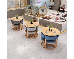 Ronde Eettafelset Compact Living 80 cm – 4-Delige Keukentafel met Stoelen, Massief Houten Tafelblad, Ergonomische Metalen Stoelen, Ruimtebesparend Eetmeubilair voor Kleine Keuken, Woonkamer of Kantoor – Novihome