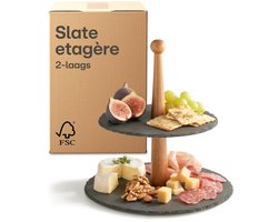 Ronde etagère van leisteen - elegantie en veelzijdigheid - 1 stuk - 2 lagen