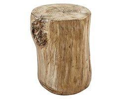 Ronde Faux Houten Artisjok Kruk met Beton Accent Bijzettafel voor Binnen en Buiten