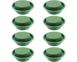 Ronde Foam Cilinders met Kom voor Bloemstukken, Stijf Schuim voor Bruiloften en Bloemisten, Set van 8, 12 cm, Perfect voor Bloemarrangementen en Decoraties
