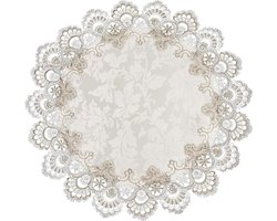 Ronde Gehaakte Placemat en Doily Set - Neutrale Aardetinten - Jacquard Patroon - Tafeldecoratie voor Thuis - Decoratieve Cover voor Dressoir en Eettafel - 585 cm