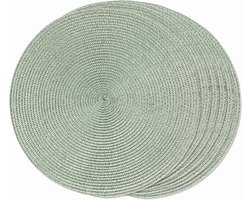 Ronde gevlochten placemats set van 6 placemats voor eettafels Geweven wasbare antislip tafelmatten 15 inch (mistgroen, 6 stuks)
