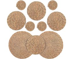 Ronde geweven placemats - 10 stuks antislip hittebestendige matten voor tafel, pannen, theepotten - keukenaccessoires