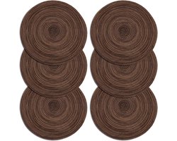 Ronde geweven placemats, 6-delige set, hittebestendig, antislip, wasbaar, geweven katoen, geschikt voor eettafel/keukentafelmatten.