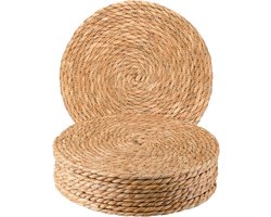 Ronde Geweven Placemats Set van 10 - 30 cm Boho Onderzetters van Rotan en Waterhyacint - Rustieke Gevlochten Tafelmatten voor Eettafel Thuis en Bruiloft