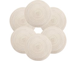 Ronde geweven placemats set van 6, 35 cm antislip hittebestendige tafelmatten voor keuken, herfst, diners, barbecues, binnen en buiten gebruik (beige)