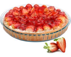 Ronde glazen bakvorm - 28 cm - Gehard glas met dikke bodem - Geschikt voor oven en fornuis - Voor taarten, pizza en hartige gerechten