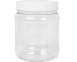 Ronde glazen pot met schroefdop, transparant, 1000 ml, schroefmaat 100/400