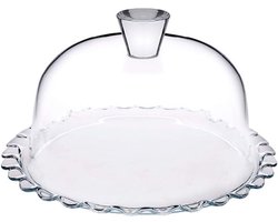 Ronde Glazen Taart etagere met Glazen Koepel voor Gebak en Taarten