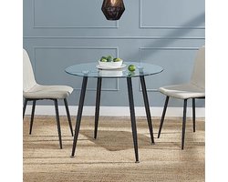 Ronde glazen tafel 75x87 cm zwart en transparant