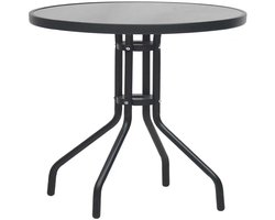 Ronde Glazen Tuintafel – Ø60 cm – Gehard Glas & Stalen Frame – Weerbestendig – Perfect voor Tuin, Balkon & Terras
