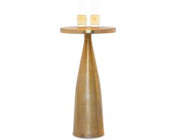 Ronde Gouden Bijzettafel Vintage Stijl - Kleine Decoratieve Salontafel
