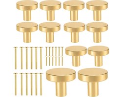 Ronde Gouden Kastknoppen 29mm x 25mm, Messing Ladegrepen voor Meubels, Set van 12, Duurzaam en Stijlvol