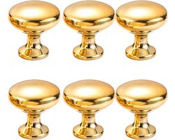 Ronde Gouden Ladeknoppen - 6 Stuks Meubelhandgrepen voor Kasten en Lades - Decoratieve Knoppen voor Interieur (25mm x 30mm)