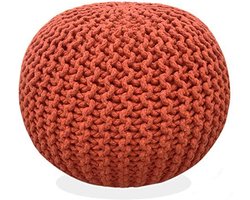 Ronde Handgebreide Poef - 100% Katoen - Vloerstoel en Voetsteun voor Woonkamer en Slaapkamer